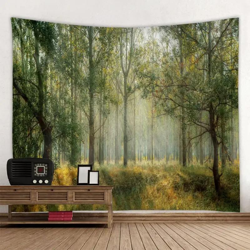 Primitive Forest Wooden Bridge Wall Hanging Office Living Room Tapestry Home Wall Decoration Tapestry