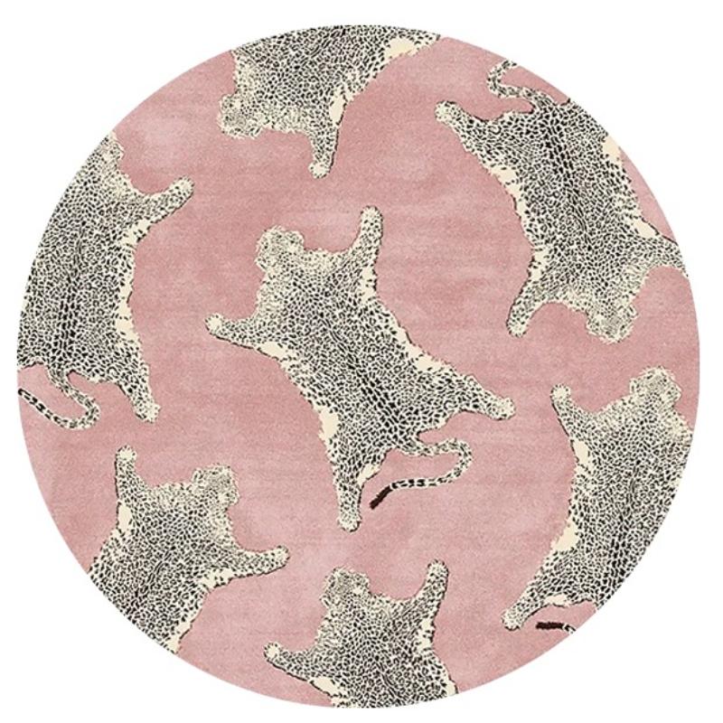 Light Luxury Bedroom Decor Round Carpet Thickend Plush Bedside Floor Mat Fluffy Soft Rug Leopard Pattern Carpets for Living Room