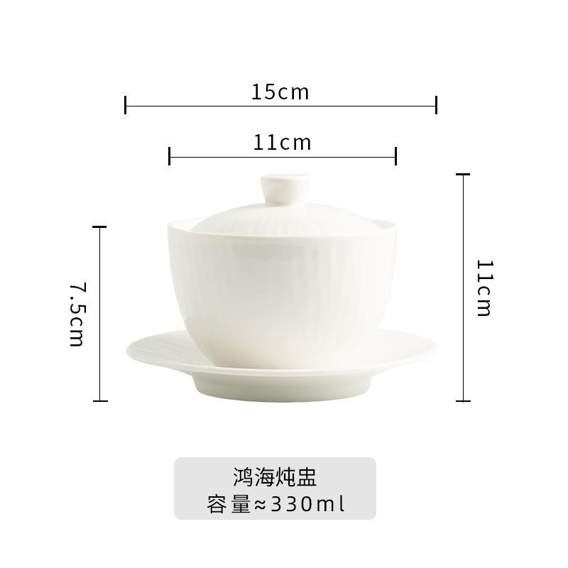 Eintopf-Tasse, High-End Hotelgeschirr, Restaurant-Spezialität Wasserdicht Vogelnester, Suppenflügelbecher mit Deckel, Chinesische Gedämpfte Eierschale für eine Person