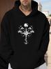 Lightweight 250g Hoodie with Celestial Compass Design - Casual Gray Polyester Sweatshirt with Pocket