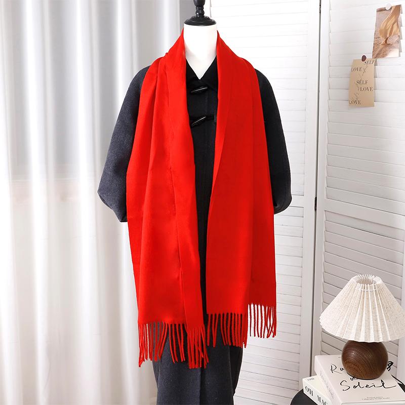 New Designer Luxury Women Warm Scarf Winter Cashmere Shawls Thick Solid Neckerchief Hijab Wraps Tassls Pashmina Foulard