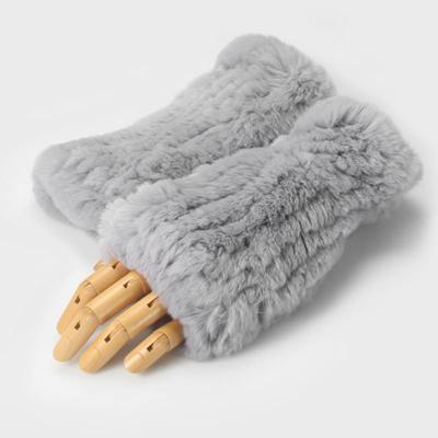 MISTICA Rabbit Hair Fur Finger Less Gloves MFFG001GY