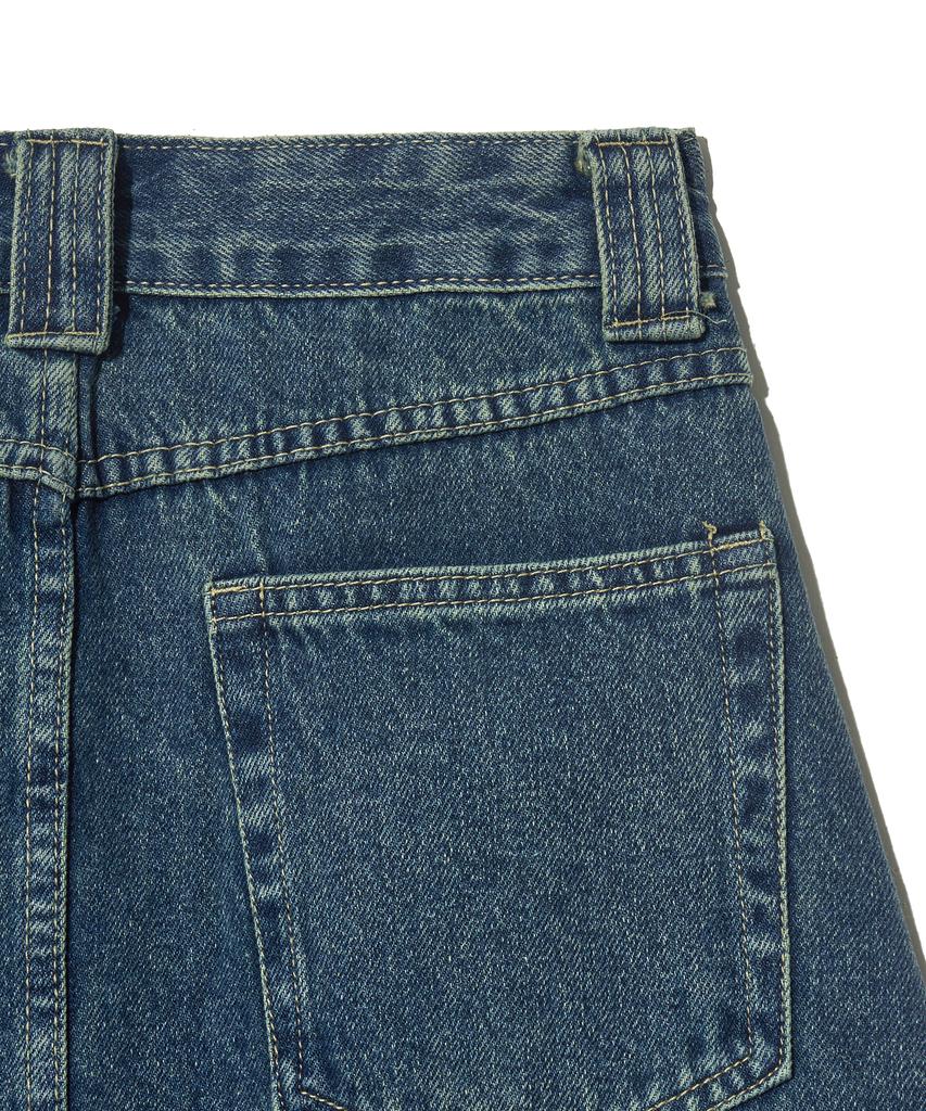 Viva Brown 85-Vivaj073 Cat Sand Washed Slit Pocket Long Denim Skirt Indigo