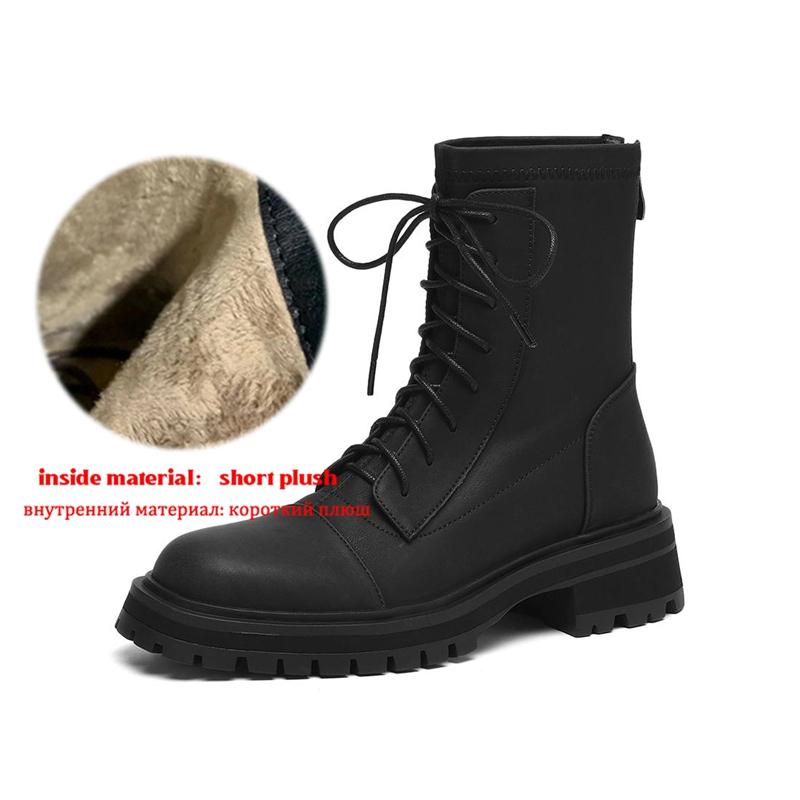 

Krazing Pot Cow Skin Winter Round Toe Western Boots Med Heels Women Lace Up Women Vintage Ankle Boots 42