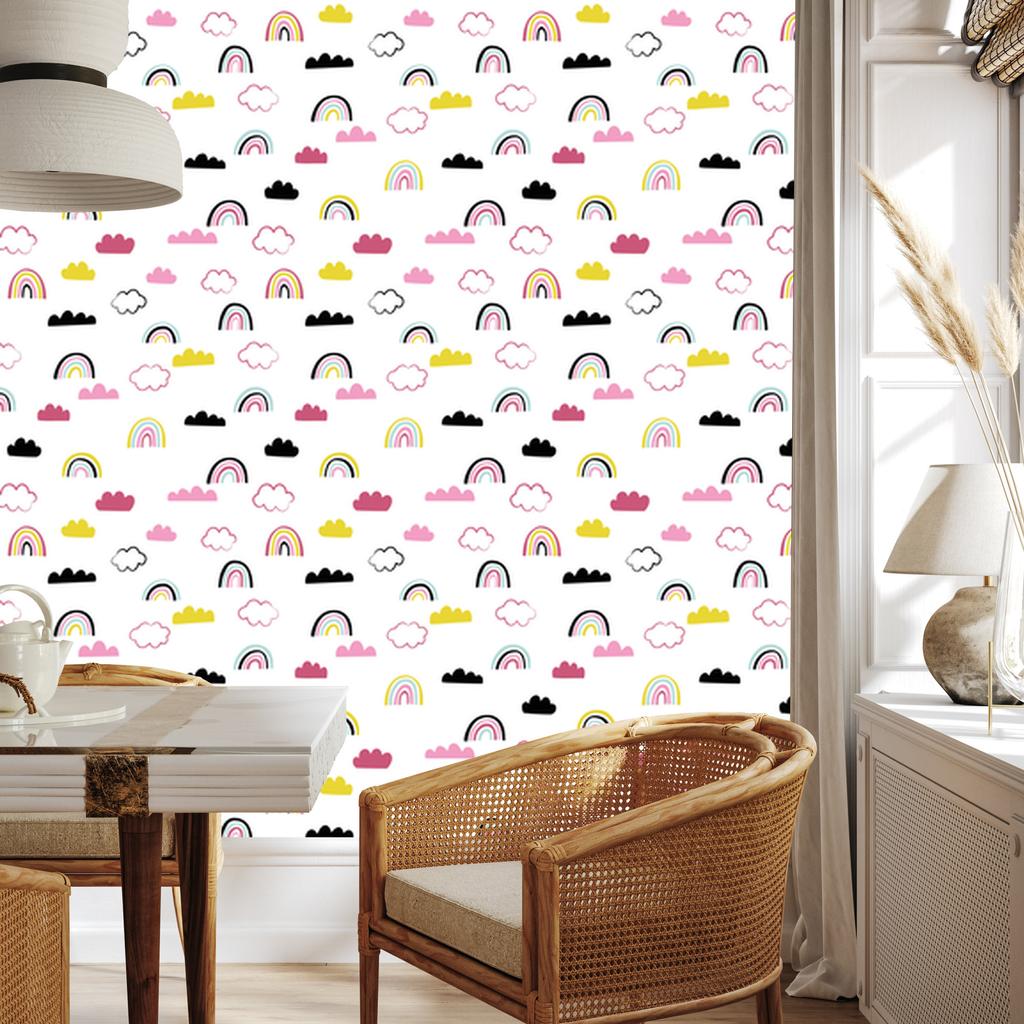 Colorful Clouds Rainbows Wallpaper for Living Room and Bedroom 50x1000