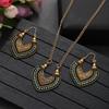 Vintage Ethnic Gold Color Drop Earrings Necklace for Women Heart Shape Statement Earrings Bohemian Rope Wrap Zircon Bijoux