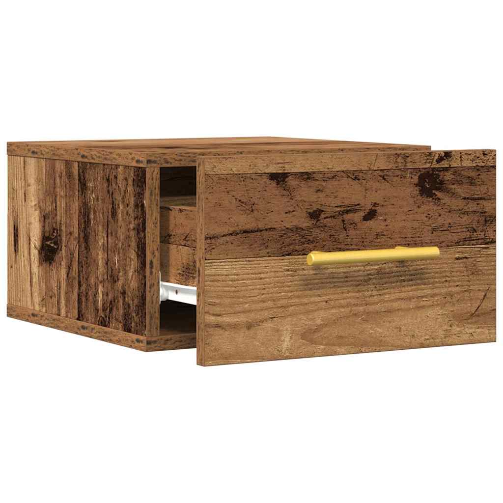 Wall Mounted Nightstand Reclaimed Wood Look 35 x 35 x 20 cm Particleboard
