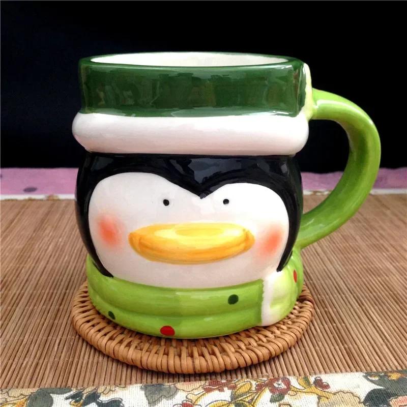 

Творческая рождественская керамическая кружка с изображением Санта-Клауса, снеговика, лося, пары, пингвина, кружки для дома, кружка для девочки и мальчика, подарок 301-400ml