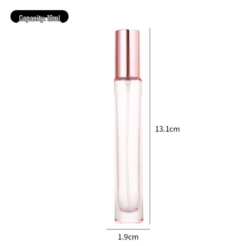 Translucent Pink Glass Spray Perfume Bottle, 10ml - Portable Cosmetic Sample Bottle