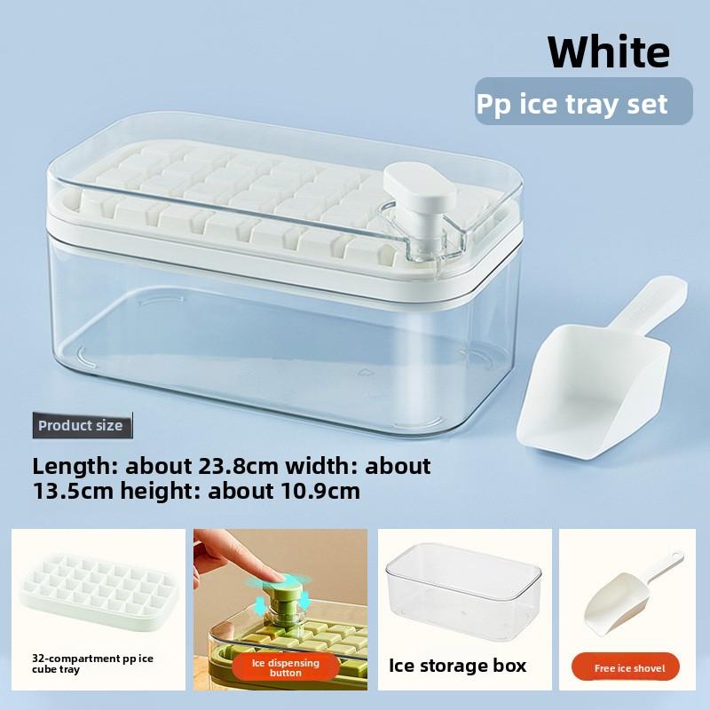 Silicone Ice Cube Tray Mold With Lid Shovel Storage Box One Click Ice Maker Dishwasher Safe Easy Clean Kitchen Bar Accessories