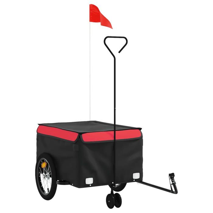 VidaXL Bicycle Trailer Black and Red 45 Kg Iron 94104