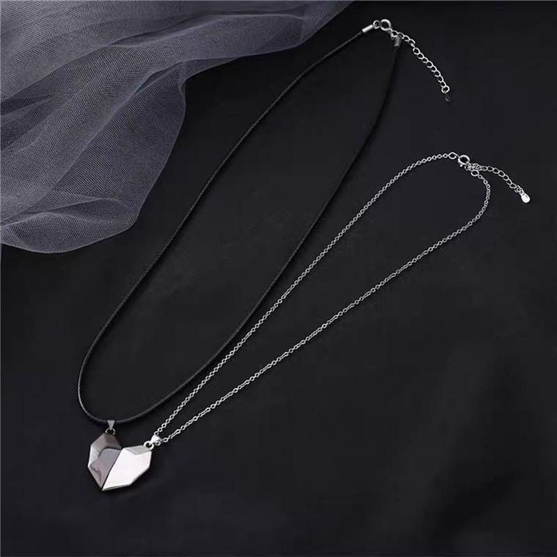 2 piezas de collar magnético versátil para parejas con colgante de corazón y piedra de los deseos, cadena para clavícula.