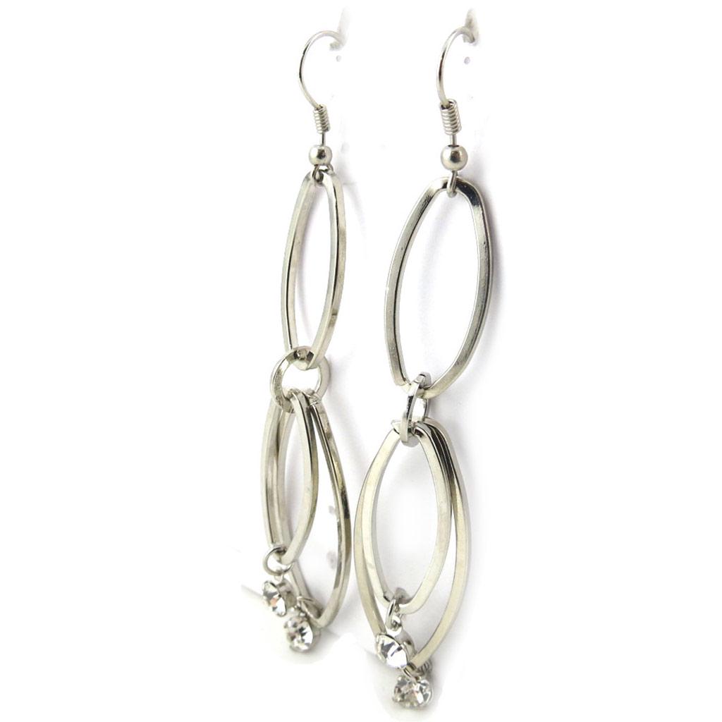 Les Trésors De Lily [N1577] - Silver White 'Sissi' Designer Earrings