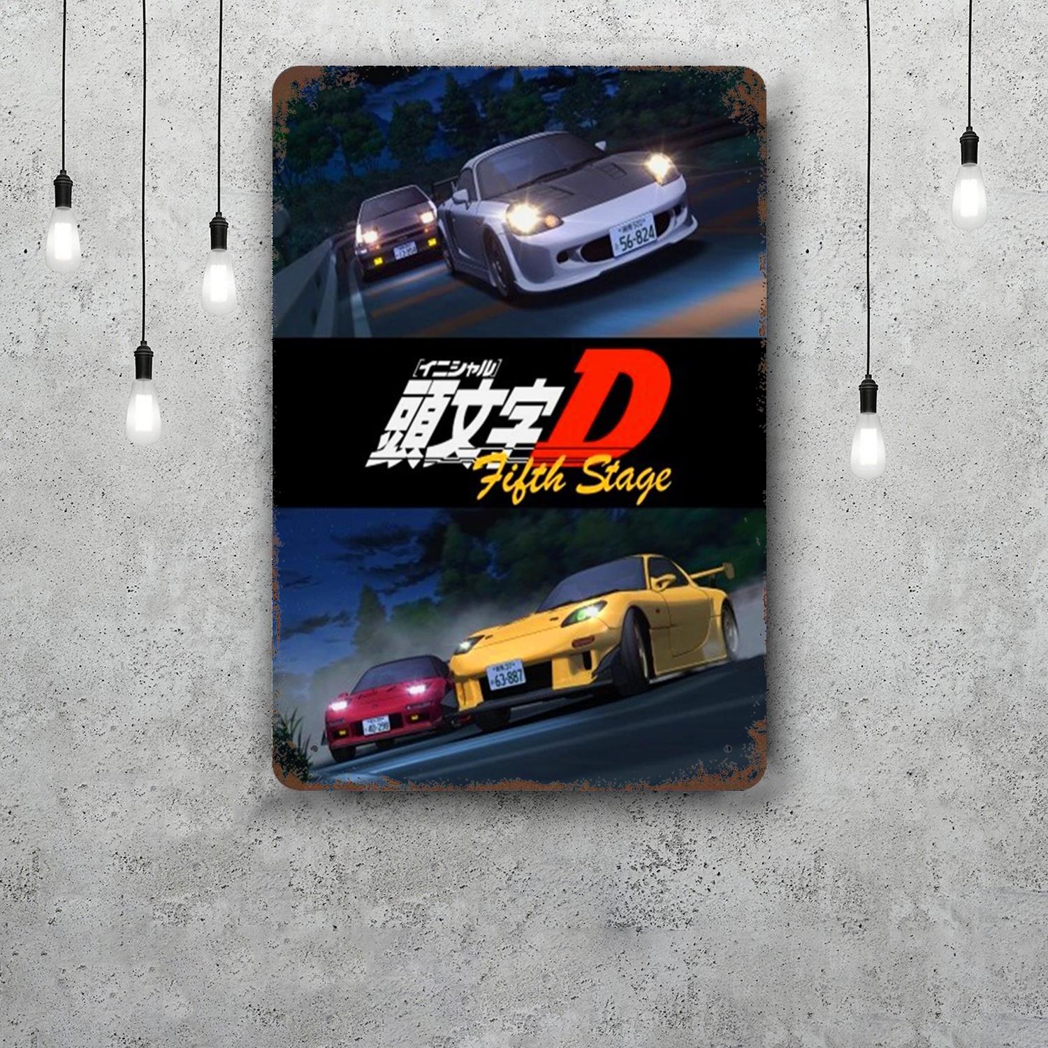 

Initial D Аниме Онлайн Декор Постер Винтажная Жестяная Вывеска Металлическая Вывеска Декоративная Табличка для Паба Бара Мужской Уголок Клуба Настенное Украшение 20x30cm（7.8x11.8inch）