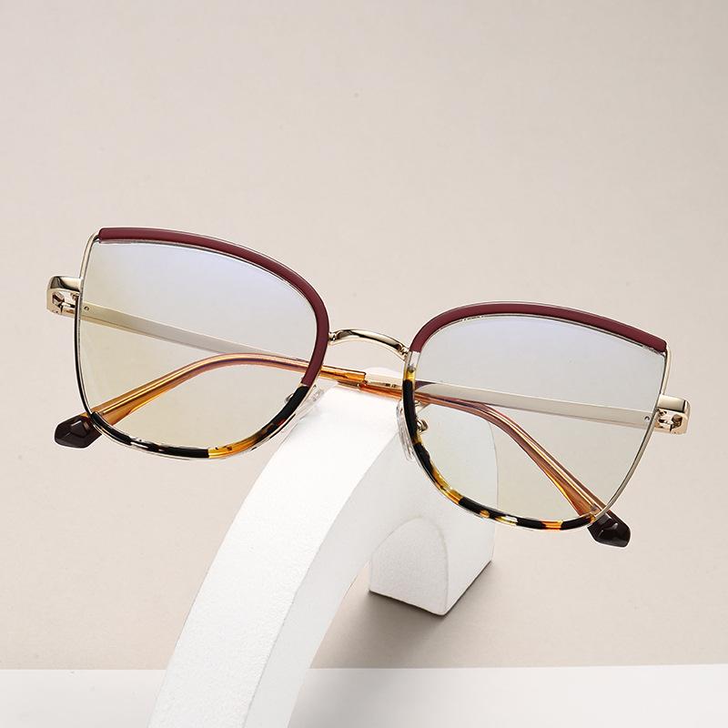 Cat'S Eye Optical Frame Women'S Color-Changing Anti-Blue Light Glasses Frame Women'S Advanced Myopia Flat Lens