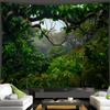 2D Regenwald Baum Wandteppich Natur Landschaft Wandbehang für Studentenwohnheim