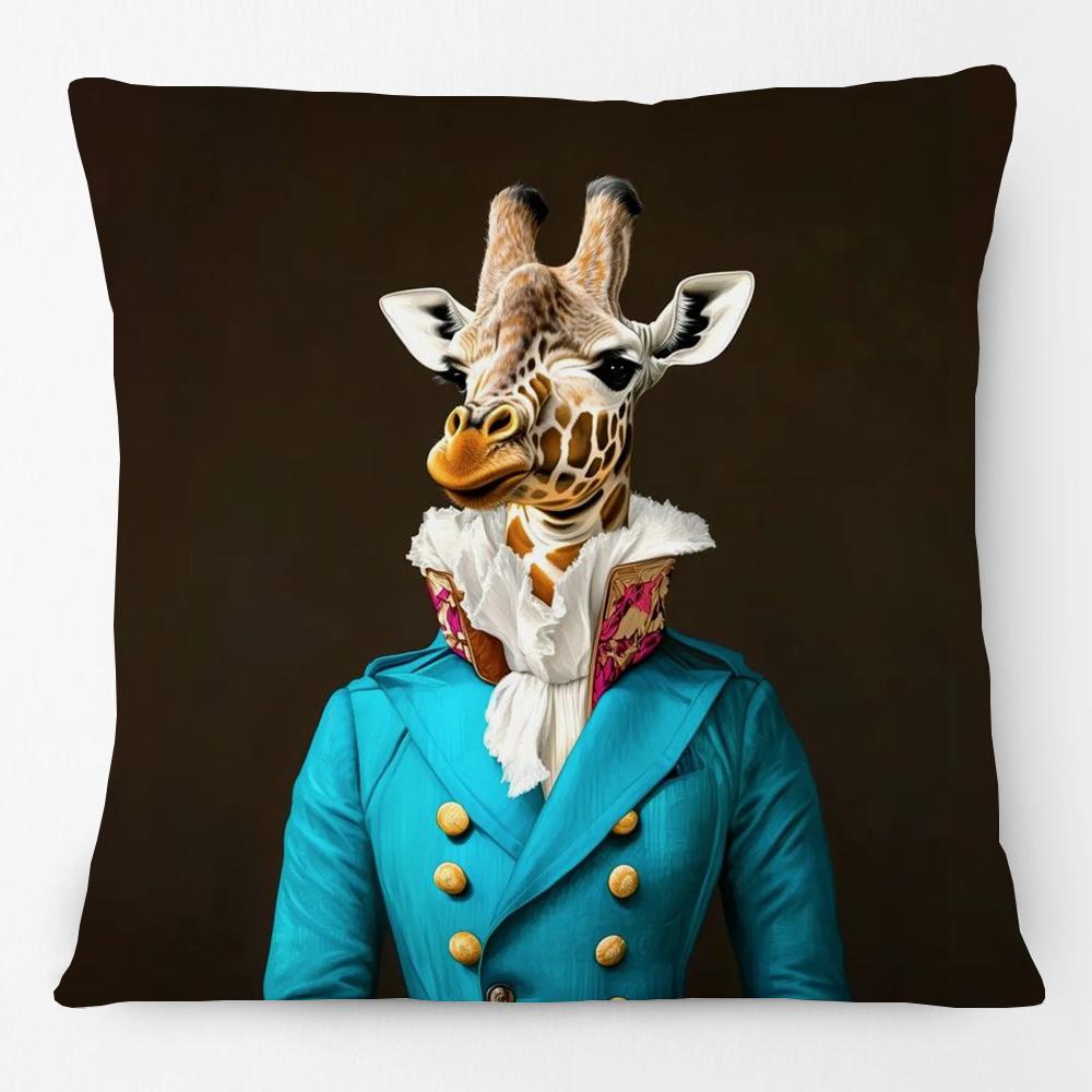 Fashion Animals Portraits Poster Zebra Tiger Leopard Lion Giraffe Fox Moose With Floral Cushion Cover Decorative Pillow Case