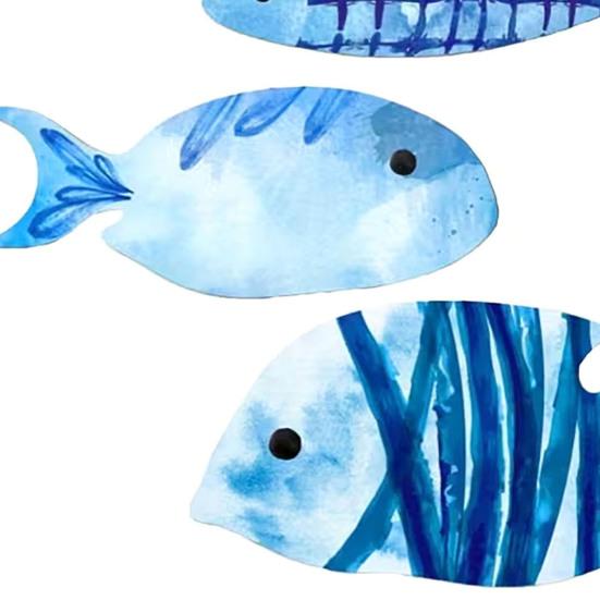 4 Pcs Wood Fish Wall Decor Rustic Blue Fish Beach Wall Art Nautical Coastal Themed Wall Hanging Sculpture for Lake House Ocean Bathroom Decor