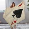 Black Jack Playing Cards Flannel Printed Blanket Suitable for All Seasons Suitable for Living Room Office Sofa and Travel