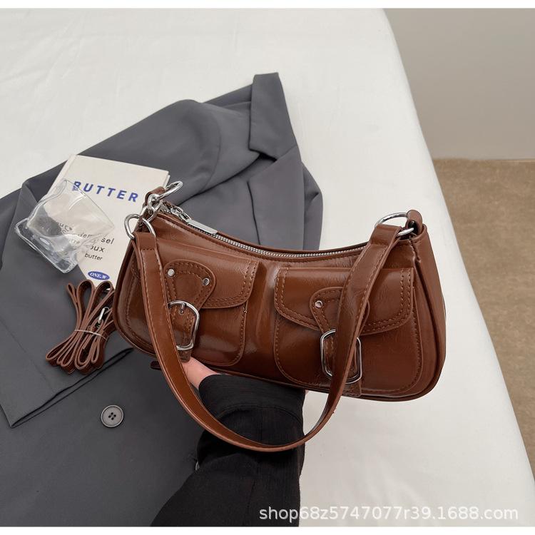

Baguette bag feeling retro niche bag 2025 popular new autumn and winter underarm shoulder bag women s Korean version small square bag темно-коричневого кольору