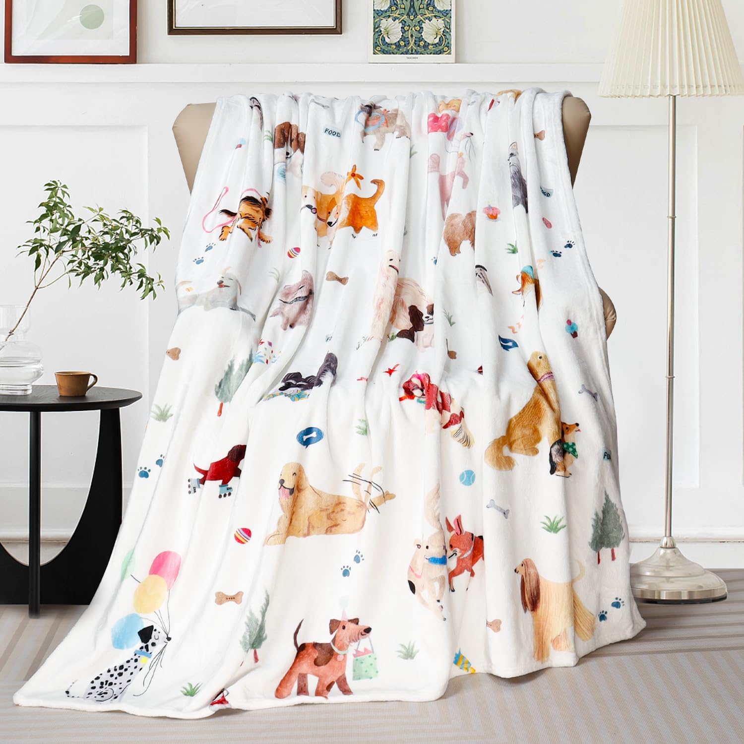 Dog Blanket Watercolor Puppy Animal Themed Throw Blanket Ultra Soft Pet Blanket Gifts for Dog Lover Throw Cozy Flannel Bed Cover 75X95CM