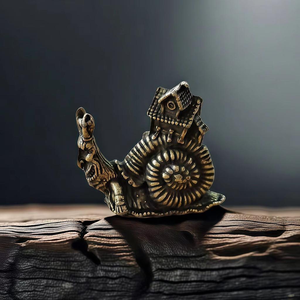 Vintage Brass Snail Small Ornaments Tea Pet Ceremony Solid Copper Simulation Animal Figurines Miniatures Home Decorations