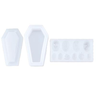 3Pcs Halloween Silicone Mold Skeleton Coffin Shape Wide Application Resilient Halloween Fondant Molds