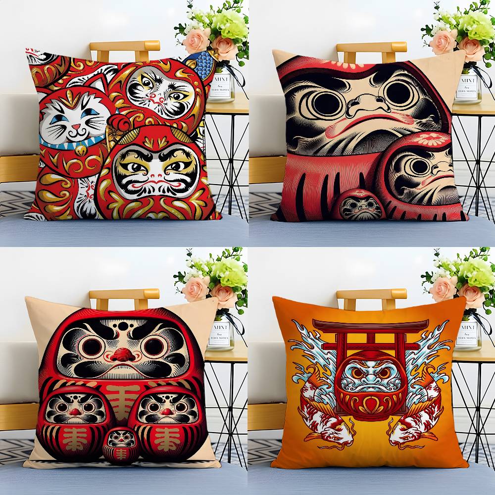 Cute Cartoon D-Daruma Doll-MT Role Pillow Case Printing Pillowcase Living Room Sofa Cushion Cover Bedroom Room Decor