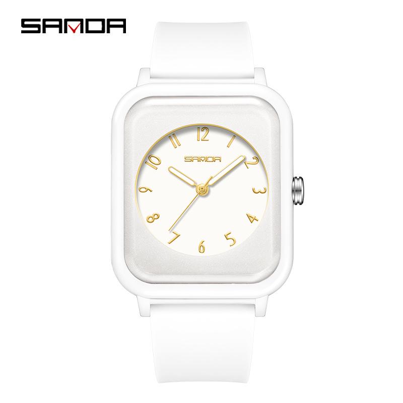 Sanda Youth Quartz Electronic Square Wristwatch - Versatile and Fresh Design
