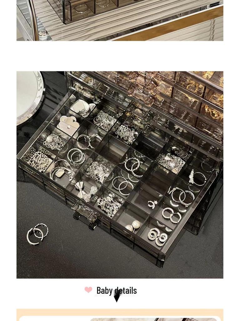 Clear Acrylic Multi-Layer Jewelry Organizer with Drawers for Rings, Earrings, and Necklaces