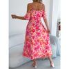 2025 New Fashion Trend Spring Summer Off-the-shoulder Crossover V-Neck Flower Suspendron Maxi Dress Resort Dress Women's