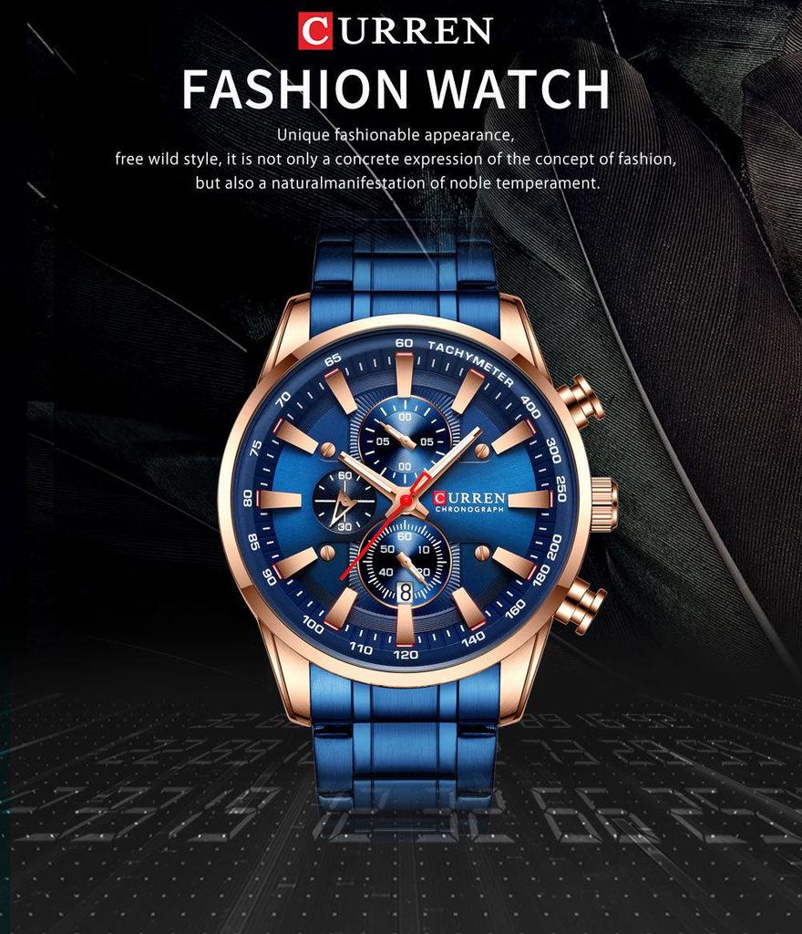Curren 8351 Męski Wodoodporny Kwarcowy Wielofunkcyjny Zegarek Biznesowy z Kalendarzem