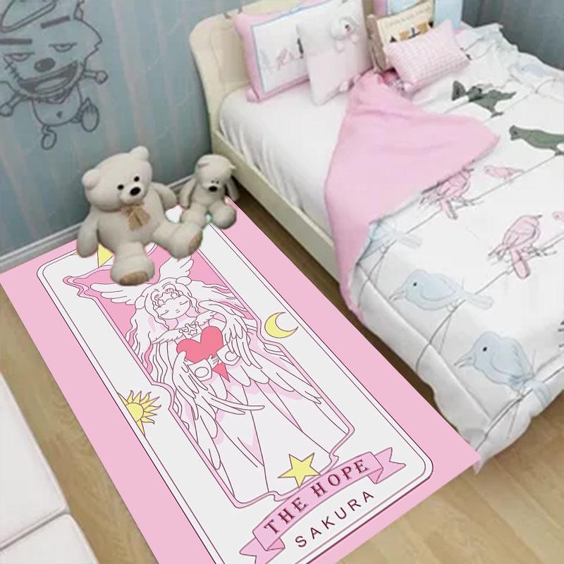 Kawaii Cardcaptor Sakura Area Rug Kids Carpets Tarot for Girls Home Living Room Rug Bedroom Sofa Doormat Floor Anti Slip Mats