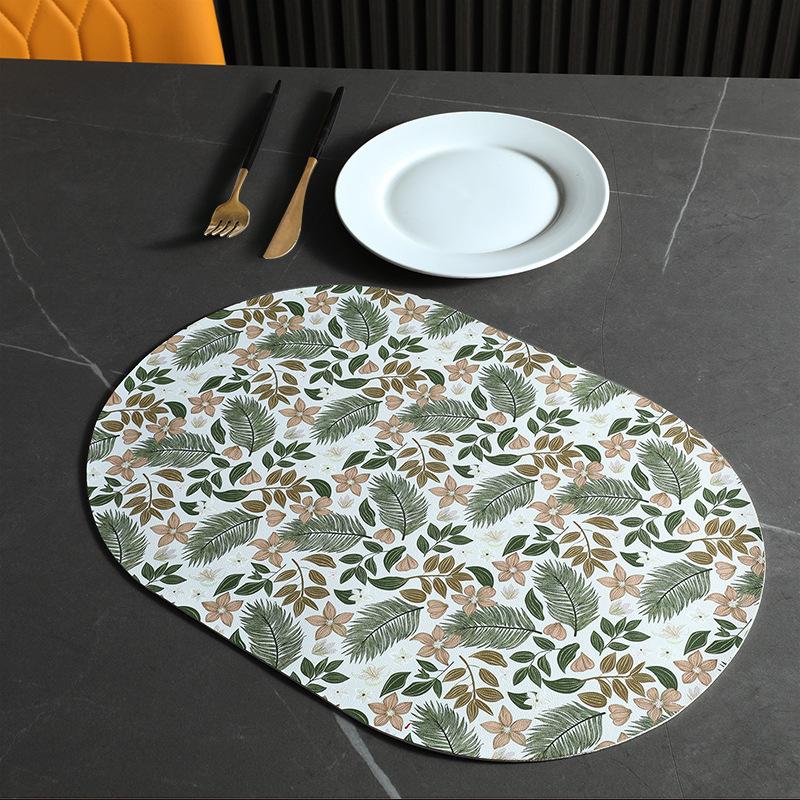 Table Mat PU Leather Placemat Nordic Style Print Waterproof Oil Proof Non Slip for Home Kitchen Wedding Dining Settings