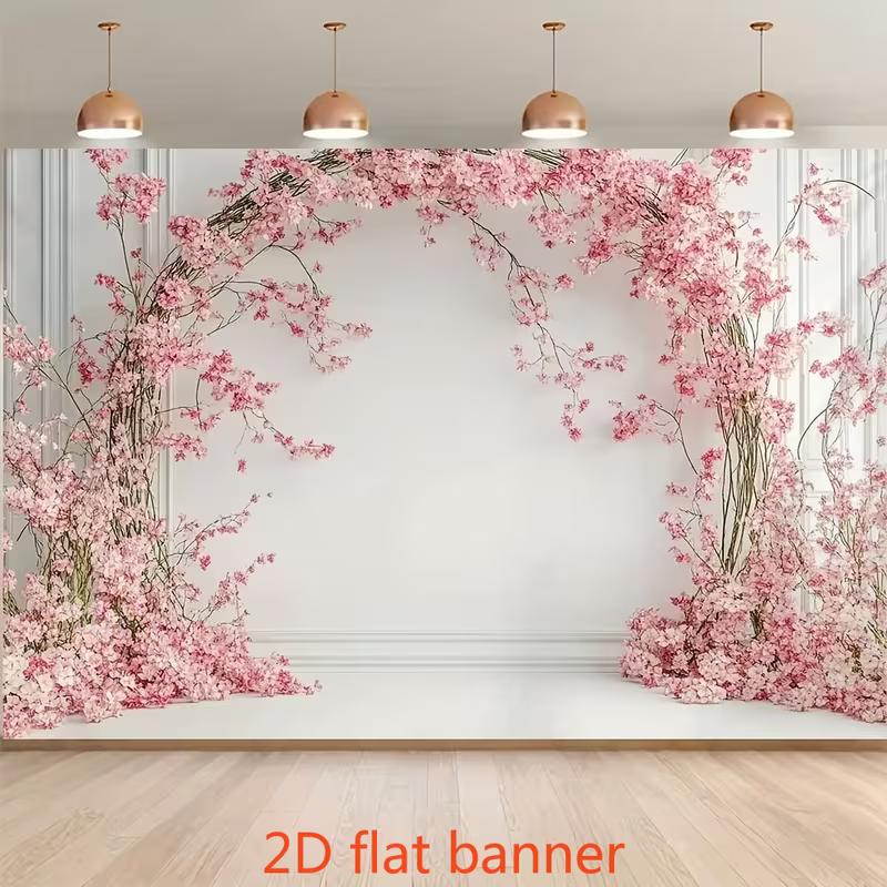 2D Floral Cherry Blossom Backdrop for Baby Shower & Spring Party Decor
