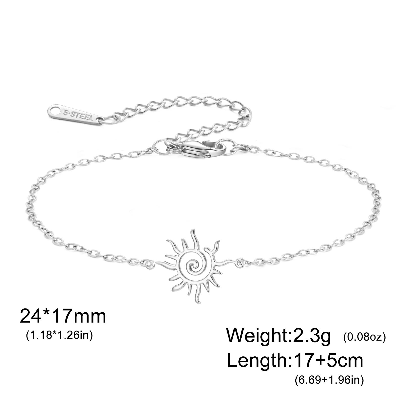 

Teamer Spiral Sun Charm Bracelets For Women Stainless Steel Gold Color Chain Fashion Jewelry Gift 2026 22cm