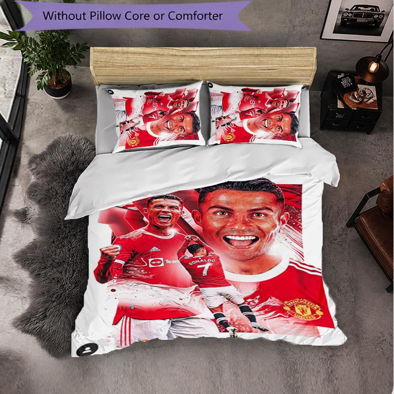 Biancheria da Letto a Tema Cristiano Ronaldo Set 3 Pezzi Copripiumino Biancheria da Letto Decorativa per Stanza Adolescenti Decorazione Casa