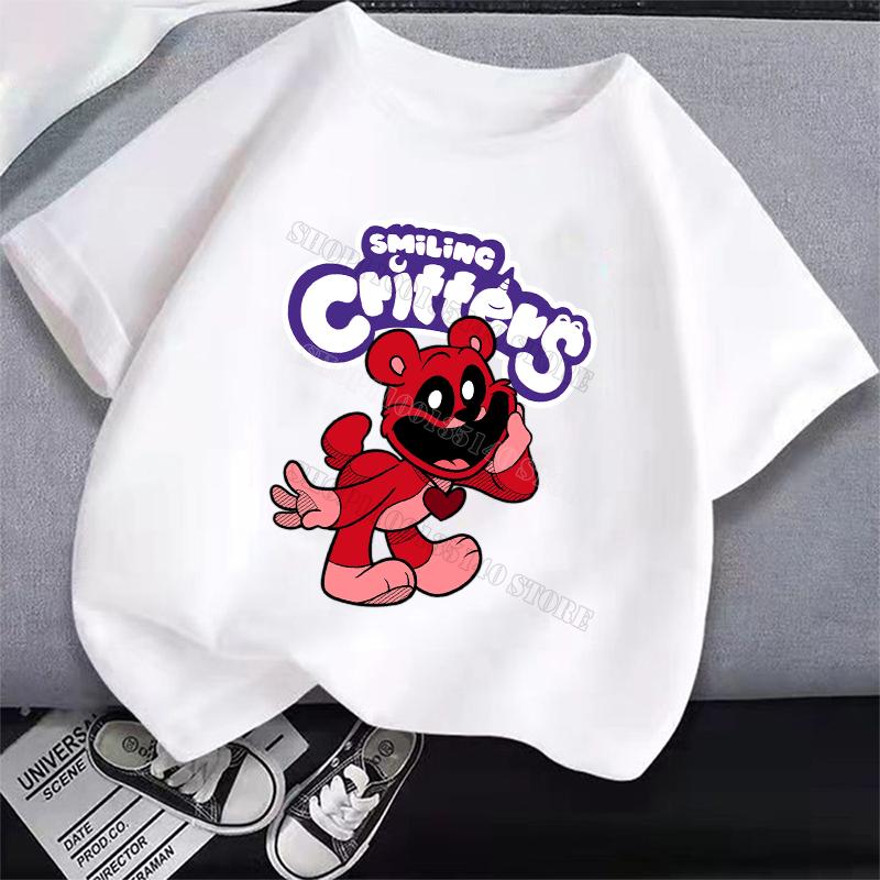 Smilings Critters Children T-shirt Clothing Cartoon Printing Boy Girl Tee Anime Summer Short Sleeved Clothes Cute Kids Top Decor