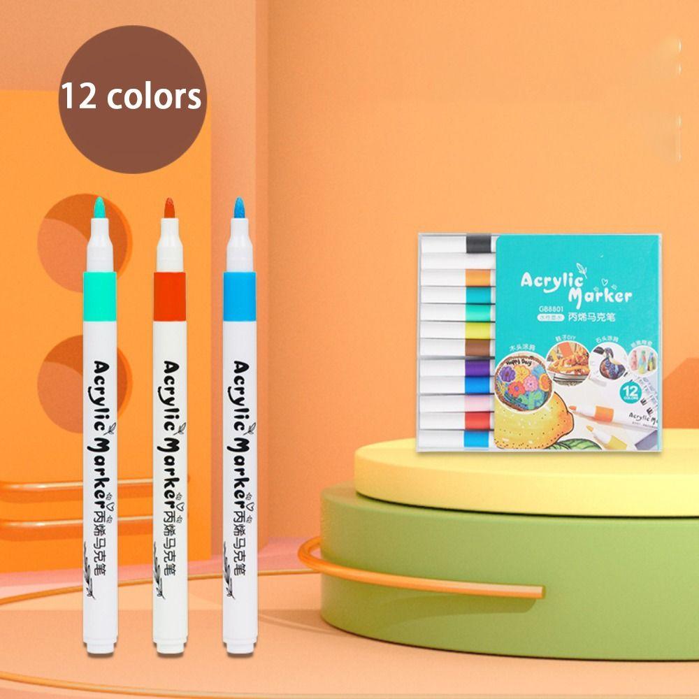 

Рисование по камню Акриловые маркеры для рисования Пигментная ручка для рисования Школьные офисные письменные принадлежности 12 colors