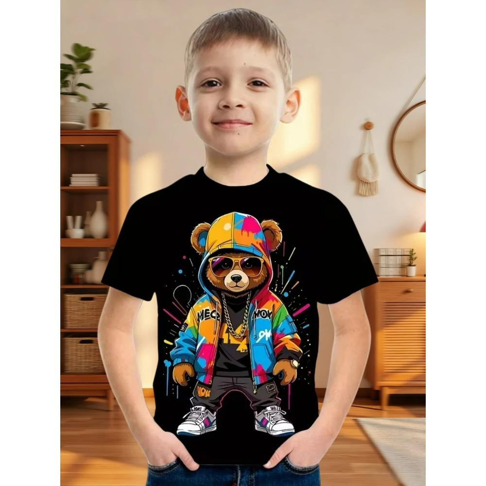 Kids Clothing Clothes for Boy Short Sleeve Tees Top Kids Clothes Animal 3D Print Fashion O-Neck Summer Girl Clothes