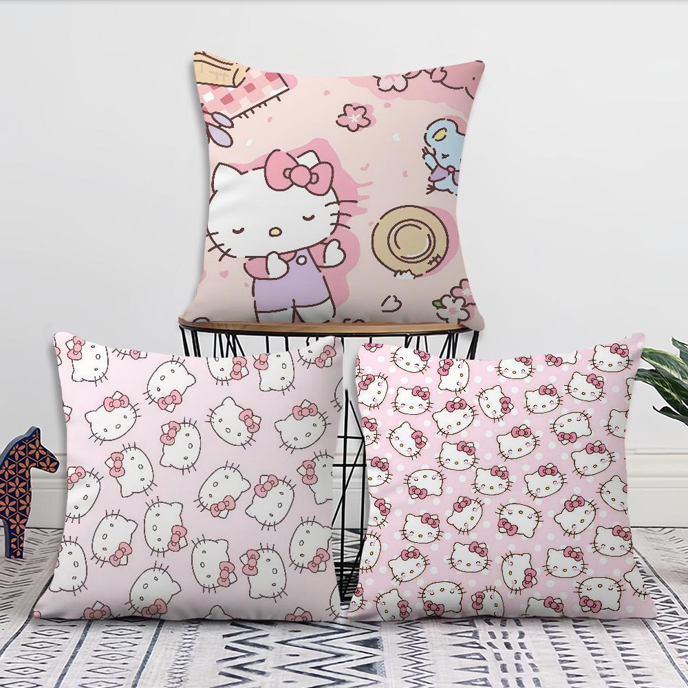 Kawaii H-Hello K-Kitty-Y Pink Cushion Cover For Pillow Printing Sofa Decoration Homecar Room Coffee Shop Office Nordicsimplicity