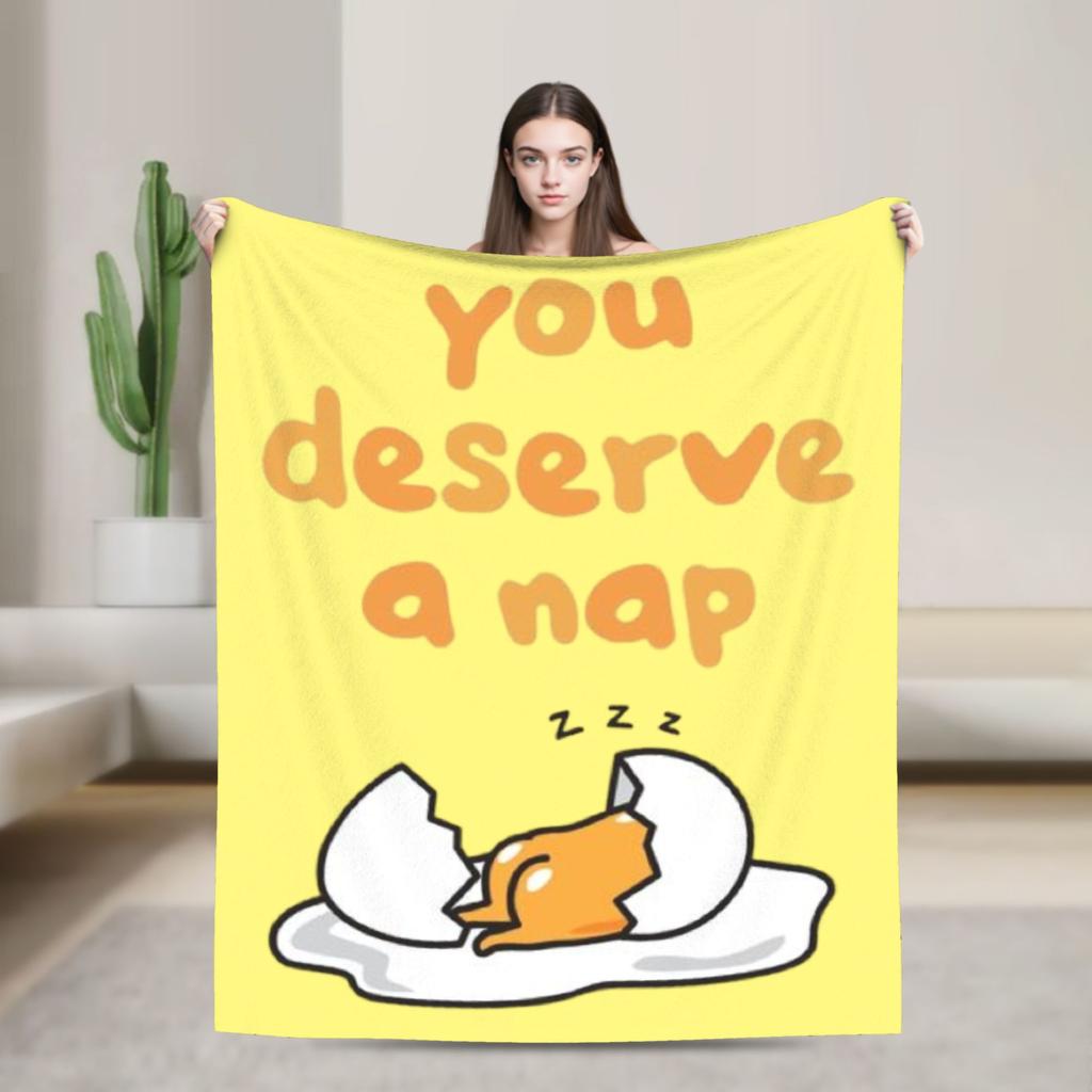 Gudetama Roztomilé Vajíčko Kreslenádeka Flanelová Ultra-Měkké Deky na Cestování Letadlem Ložnici Prošívanádeka