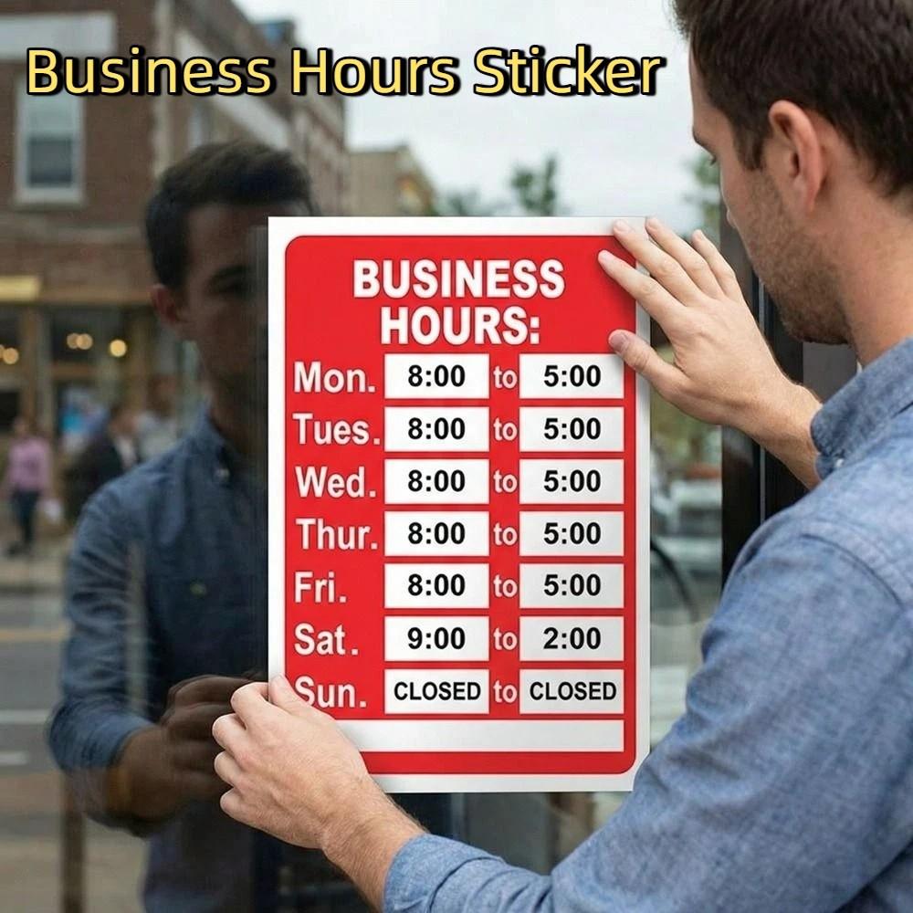 Waterproof Business Hours Sticker Sunproof Business Hours Window Decal  Glass Door Application