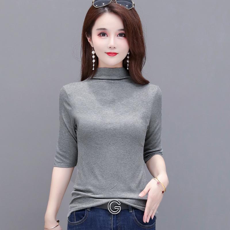 Modal Mid-Sleeve Women's Shirt - 2025 Spring/Summer Style, Five-Seven Sleeve Top, Casual T-Shirt.