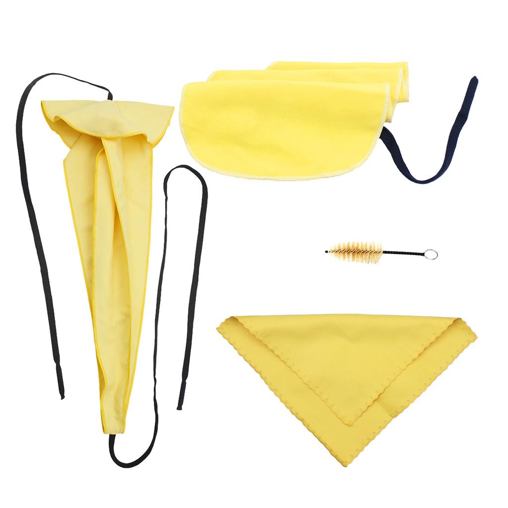 4Pcs Sax Mouthpiece Brush Kit Lightweight Portable Reliable Wiping Cloth Saxophone Cleaning Set for Sax Yellow