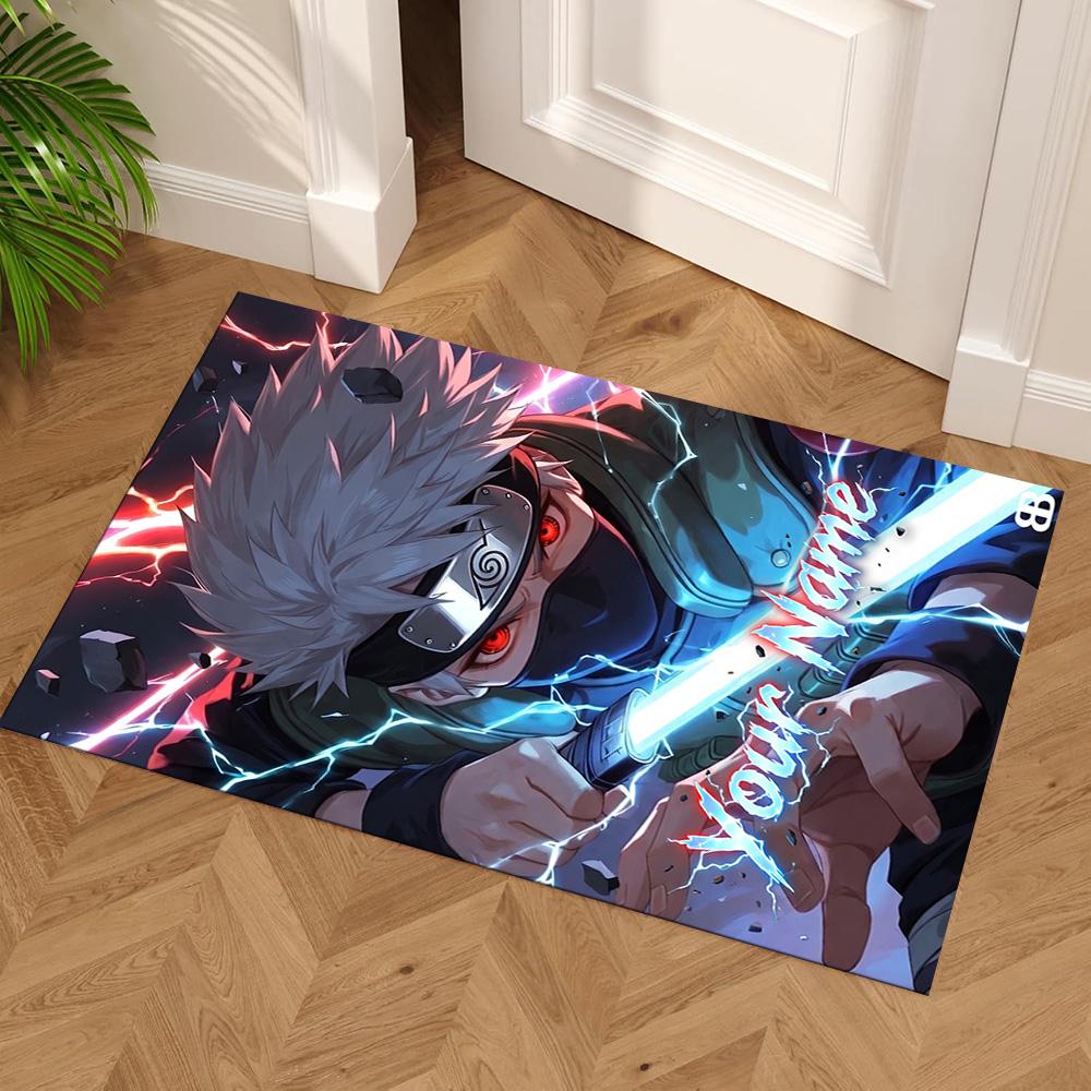 Naruto Character Personalized Name Area Rug Perfect for Foyer Entryway Bedrooms Game Room Anti-slip Rug Office home decor