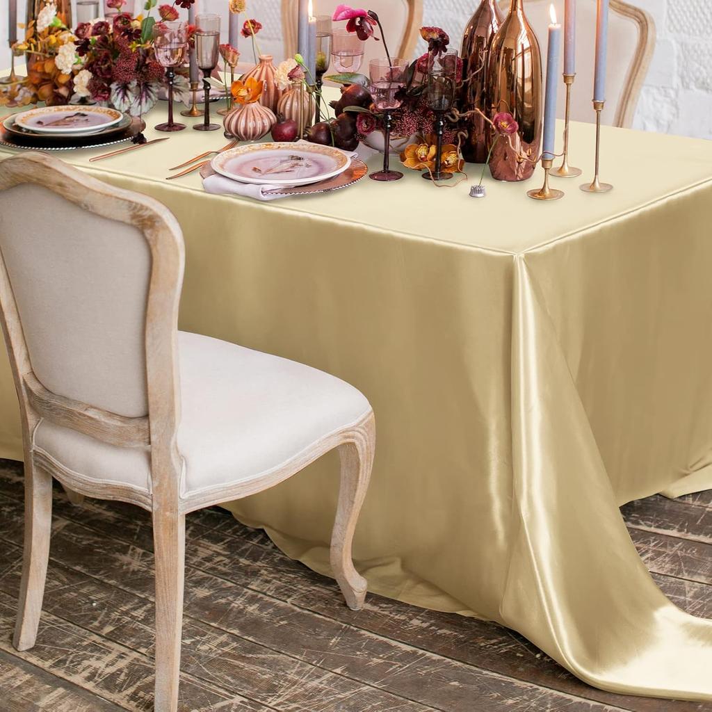 Satin Table Cover Rectangle Silky Soft Table Cloth, Satin Dining Tablecloths for Wedding Banquet Table Decoration, Dining Room