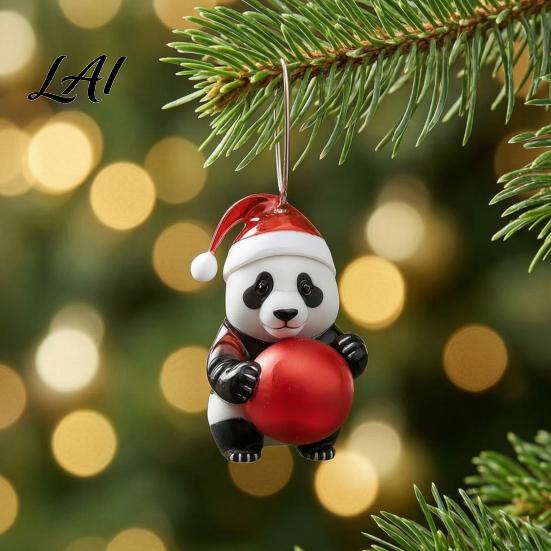 Panda Ornament Collection 2D Acrylic Cute Ornaments Advent Calendar 24 Days Christmas Countdown Gift Box Collectible Hanging Pendants for Holiday