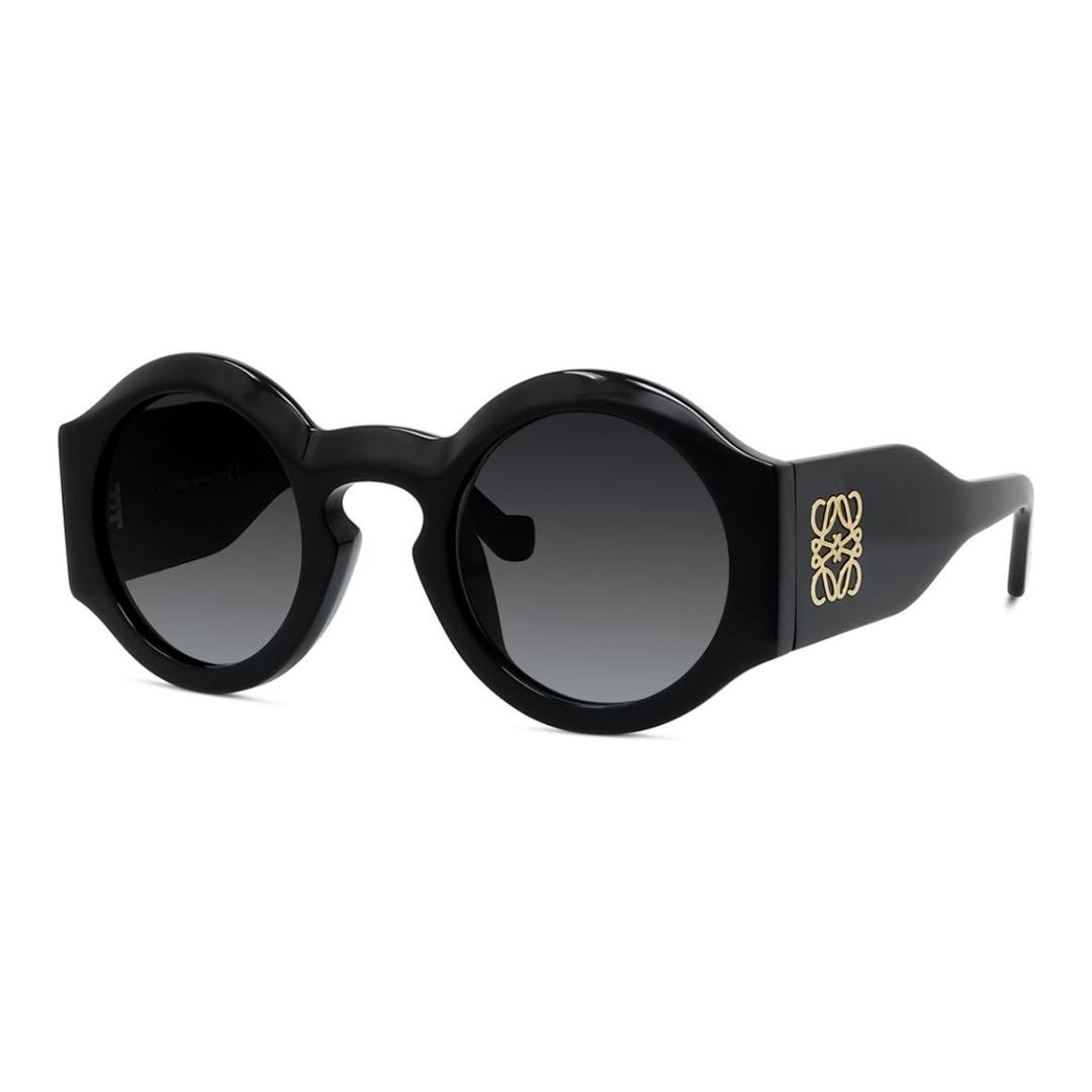 Loewe Logo Detail Acetate Round Sunglasses Unisex sunglasses Black LW40081U 49,Black