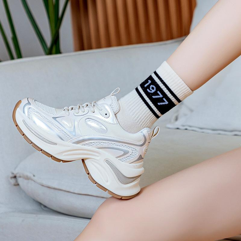 Thick-soled heightening silver dad shoes women's new spring and autumn versatile casual sports shoes